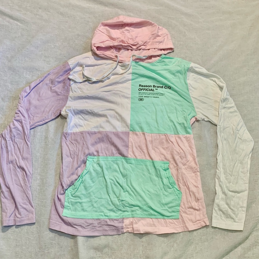 REASON color block hoodie pullover